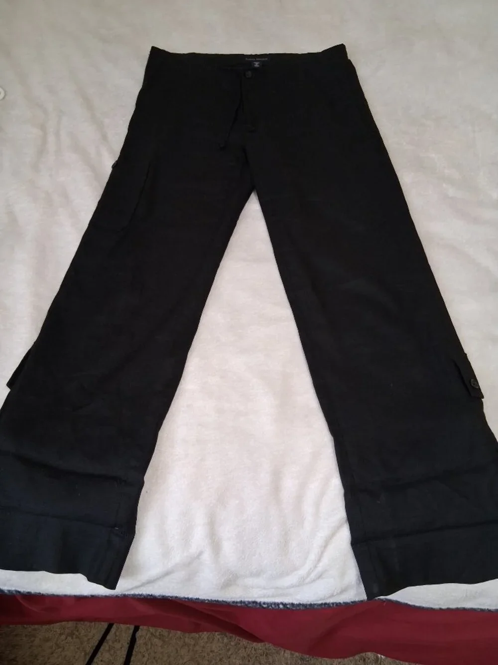 Banana Republic Linen Trousers Womens Sz 2 Vintage Y2k Wide Leg Roll Tab Pants